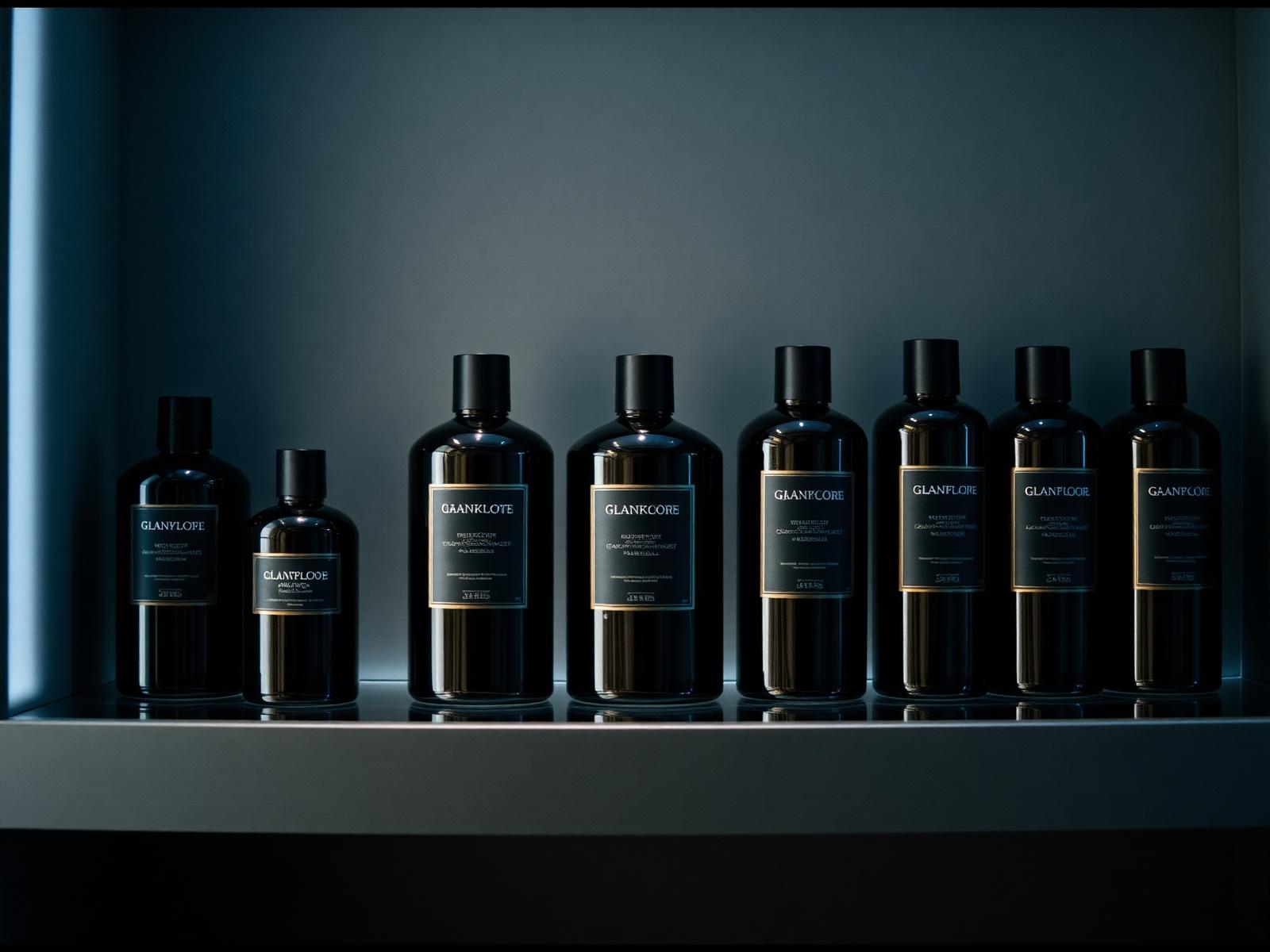 Premium product lineup on a sleek shelf