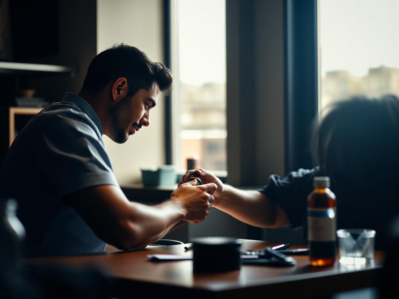 Barber educating client with calm trust